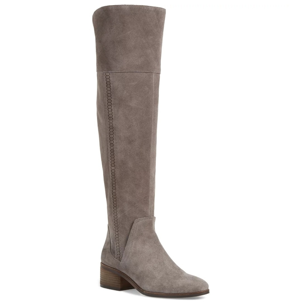 Vince Camuto Kochelda Charcoal Suede Over‑the‑Knee Foldable Block Heel Boot W 7